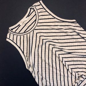 Lush | Black & White Striped Front Knot Tank Top